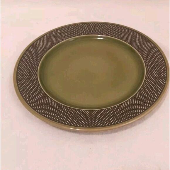 Fuji Iron Stone Chop Plate 10" Made in Japan Moss Green Textured Pattern Vintage - Picture 6 of 15